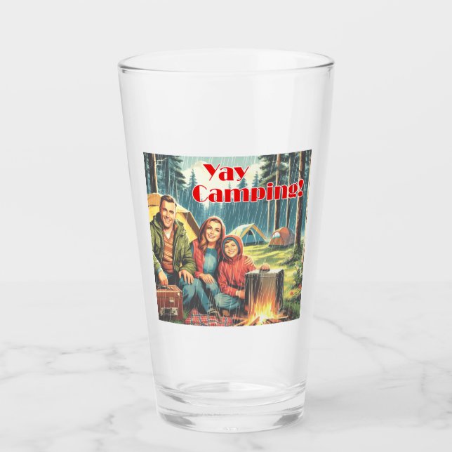 Yay Camping im Regen Glas (Vorderseite)