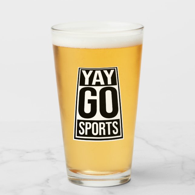 Yay Go Sports Sarcastic Funny Anti Sports Humor Glas (Vorne (Gefüllt))