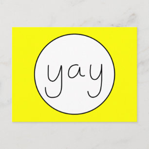 YAY Happy Hübsche Handschrift weiß und gelb Postkarte
