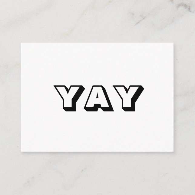 YAY, OMG, Oh mein Gott, Gott, Schwarz-weiße Karte (Vorderseite)