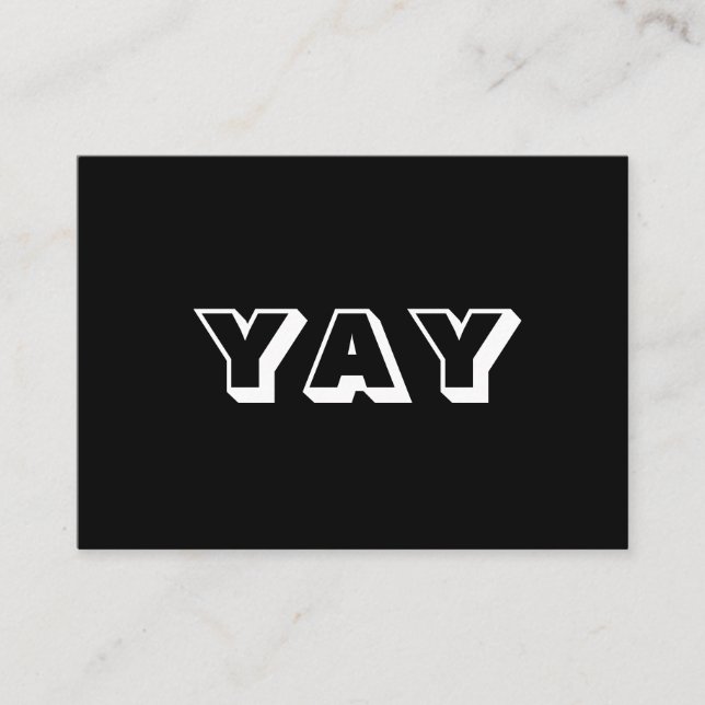 YAY, OMG, Oh mein Gott, Gott, Schwarz-weiße Karte (Vorderseite)