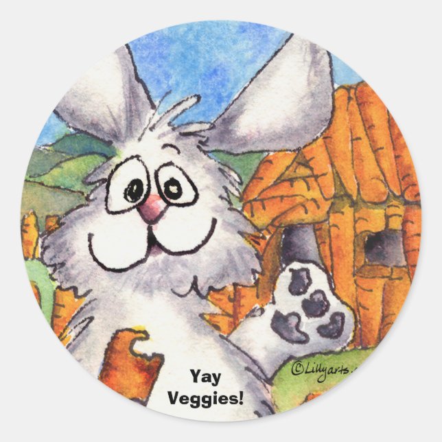 Yay Veggies! Vegetarier-Sticker Runder Aufkleber (Vorderseite)