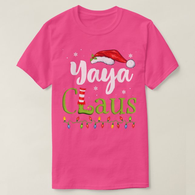 Yaya Claus Funny Grandma Santa Pajamas Weihnachten T-Shirt (Design vorne)