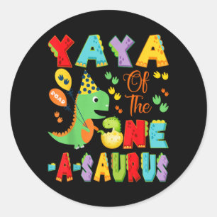 Yaya des One-A-Saurus 1. Geburtstag Junge Dinosaur Runder Aufkleber