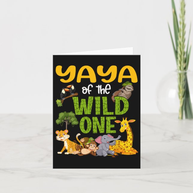 Yaya des wilden One Zoo Birthday Safari-Dschungel Karte (Vorderseite)