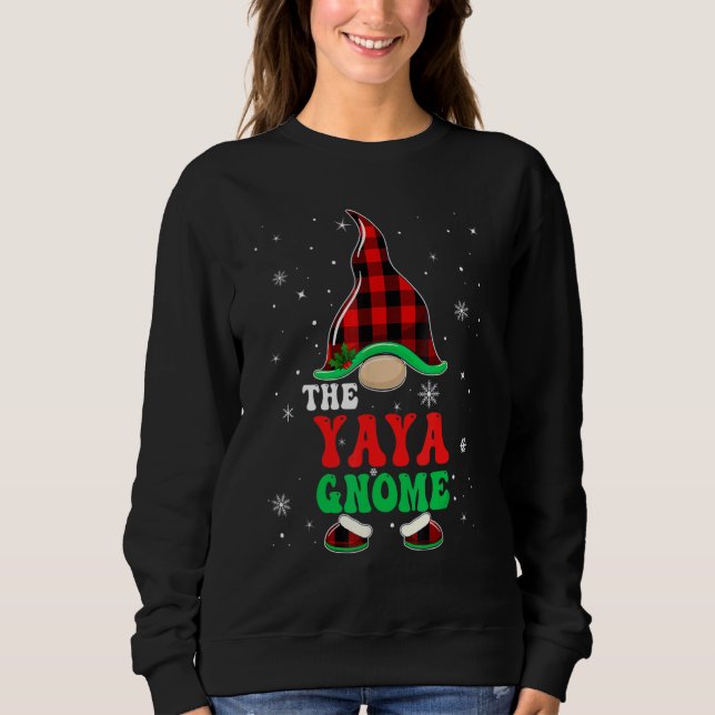 Yaya Gnome Buffalo Plaid Matching Family Christmas Sweatshirt (Vorderseite)