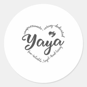 Yaya, niedliches Yaya-Geschenk, Herz mit Jaya Runder Aufkleber
