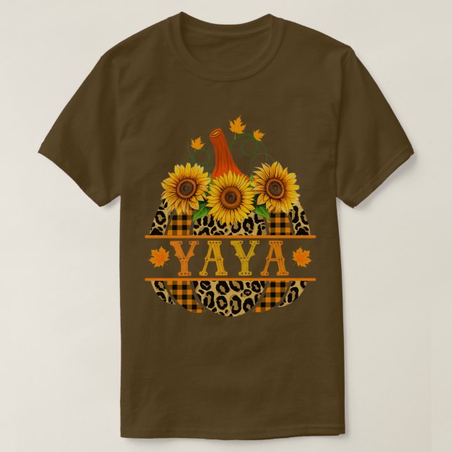 Yaya Pumpkin Leopard Print Sunflower Buffalo Karie T-Shirt (Design vorne)