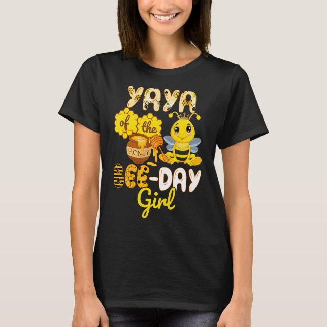 Yaya the Bee Day Girl Bee Birthday Party T-Shirt (Vorderseite)