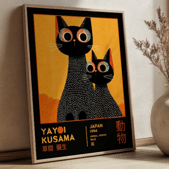 Yayoi Kusama Black Cats Retro Exhibition Poster (Von Creator hochgeladen)