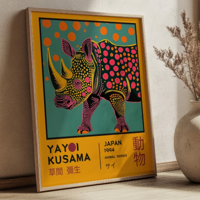 Yayoi Kusama Retro Rhino Illustration Exhibition Poster (Von Creator hochgeladen)