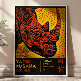 Yayoi Kusama Rhino Illustration Retro Exhibition Poster