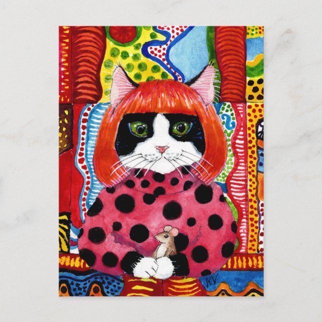 Yayoi Kusama Tribut als Niedliche Cat-Maus-Postkar Postkarte (Vorderseite)