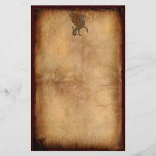 Ye Old Medieval Dragon on Pergament Design Briefpapier