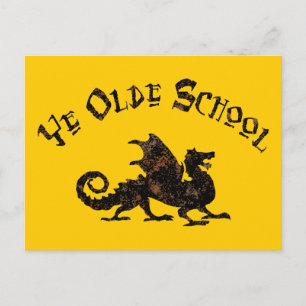 Ye Olde Schule Mittelalter Drachen Postkarte
