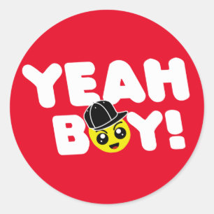 Yeah Boy Emoji Face Bashin Bros Gamer Runder Aufkleber