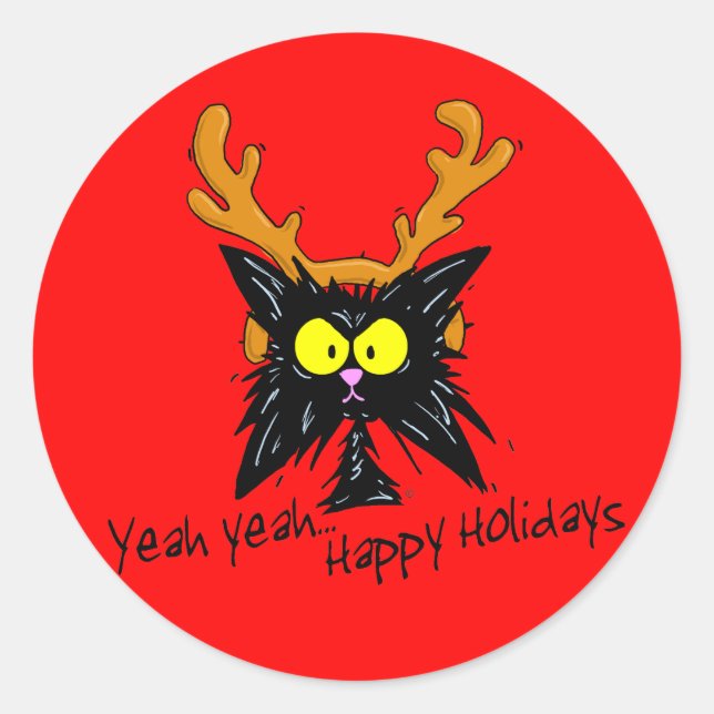 "Yeah, ...Happy Holidays" Runder Aufkleber (Vorderseite)