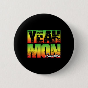 Yeah Mon Retro Jamaica Flag Jamaican Souvenir Funn Button