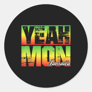 Yeah Mon Retro Jamaica Flag Jamaican Souvenir Funn Runder Aufkleber