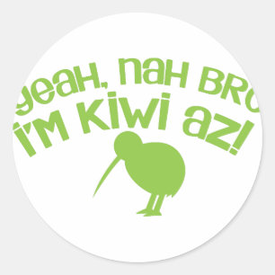 Yeah nah Bro Bro Ich bin Kiwi Runder Aufkleber