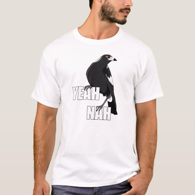Yeah Nah lustige australische Slang Magpie Männer  T-Shirt (Vorderseite)