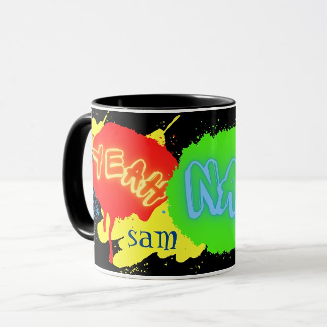 YEAH NAH NEW ZEALAND KIWI SLANG FARFFITI TASSE (Vorderseite Links)