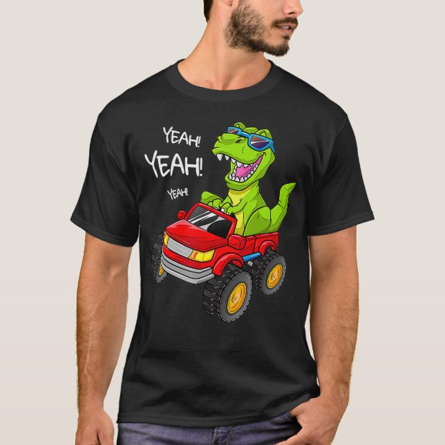 Yeah TRe Monster Truck  Birthday Boy Dinosaur Dino T-Shirt (Vorderseite)
