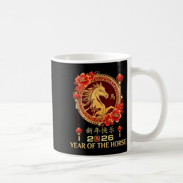 Year Of Horse 2026 Chinese Lunar New Year Men Wome Kaffeetasse (Rechts)