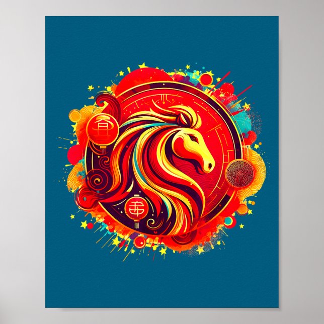 Year Of Horse 2026 Chinese Zodiac Lunar New Year  Poster (Vorne)