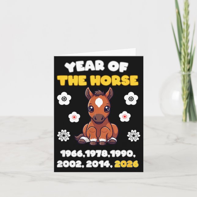 Year Of Horse Cute Zodiac Animal 2026 Design  Karte (Vorderseite)