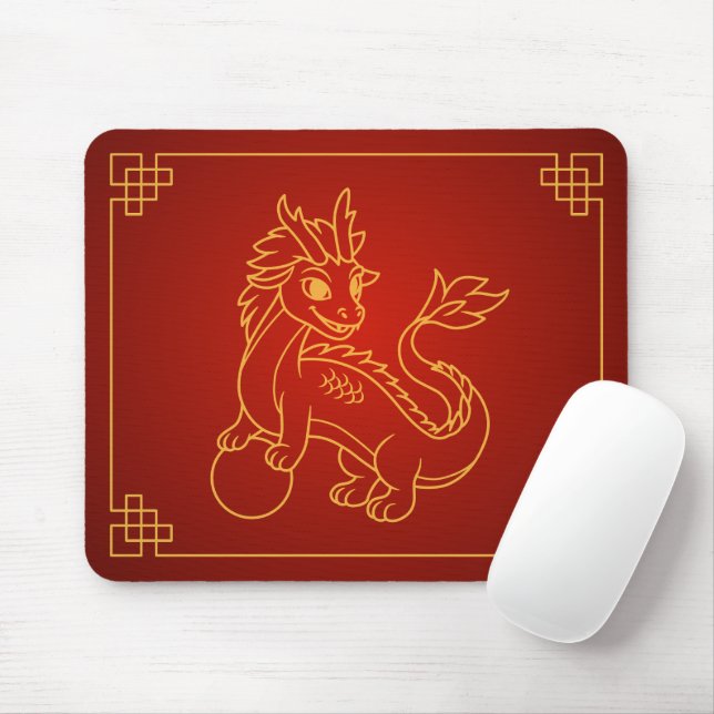 Year of the Dragon Chinese Zodiac Mousepad (Mit Mouse)
