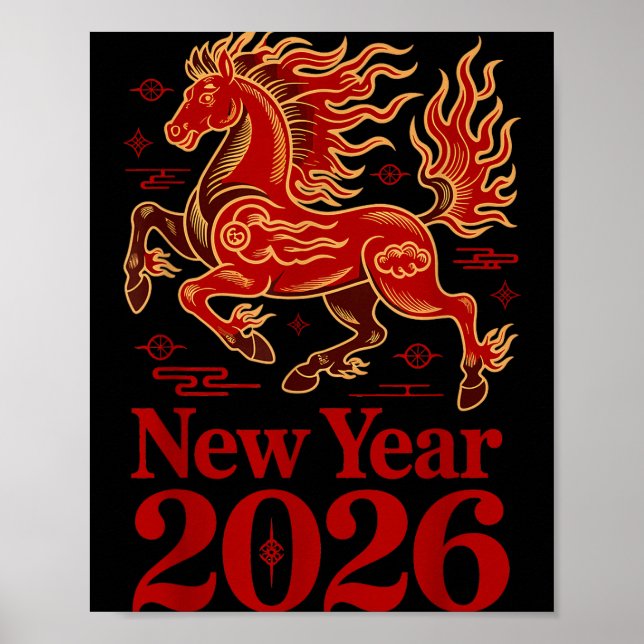 Year Of The Fire Horse 2026 Lunar Chinese New Year Poster (Vorne)