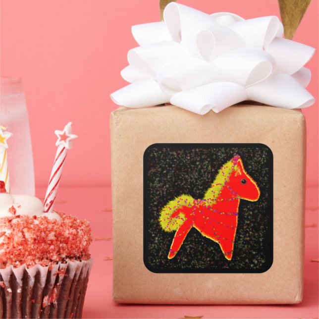 Year of the Fire Horse Chinese Lunar New Year Quadratischer Aufkleber (Party)