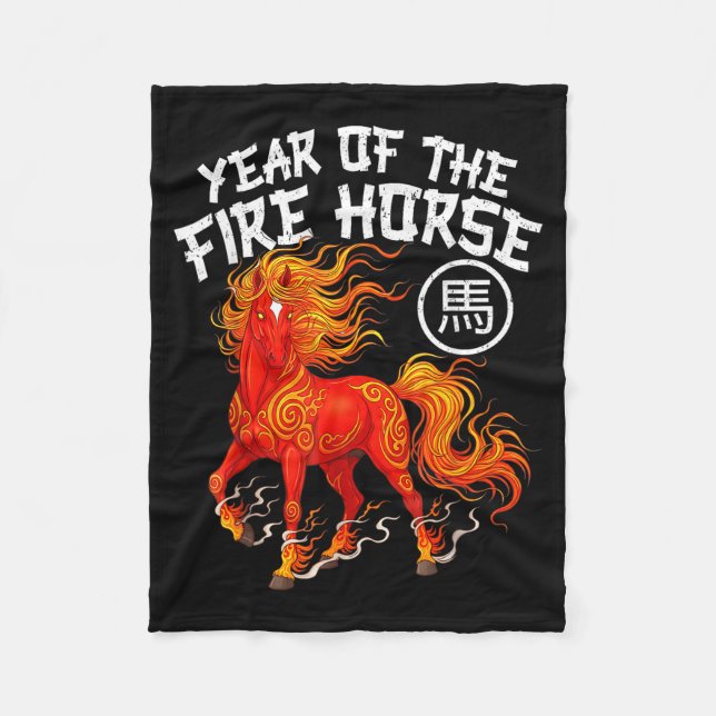 Year Of The Fire Horse Chinese New Year 2026 Zodia Fleecedecke (Vorderseite)