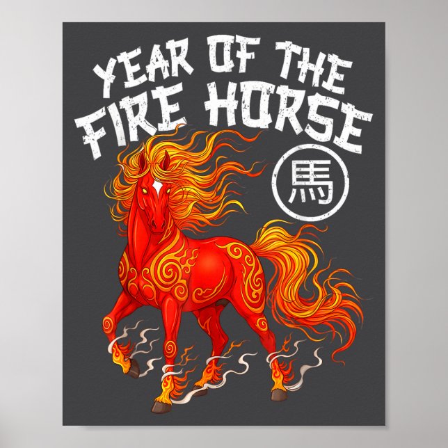Year Of The Fire Horse Chinese New Year 2026 Zodia Poster (Vorne)