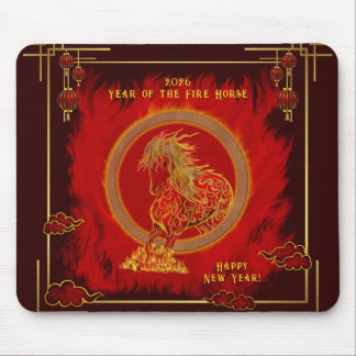 Year of the Fire Horse , Happy Lunar New Year Mousepad