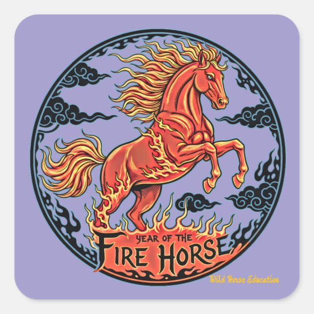 Year of the Fire Horse Quadratischer Aufkleber (Vorderseite)