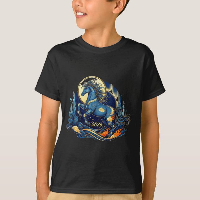 Year Of The Horse 2026 Chinese Lunar Zodiac Appare T-Shirt (Vorderseite)