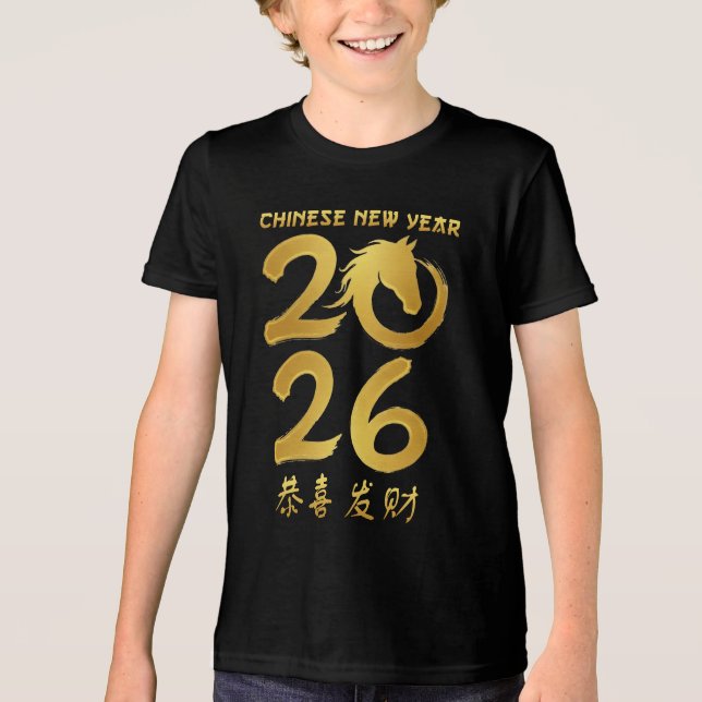 Year Of The Horse 2026 Chinese New Year 2026 Tri-Blend Shirt (Vorderseite)