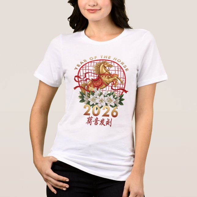 Year Of The Horse 2026 Chinese New Year 2026 Tri-Blend Shirt (Vorderseite)