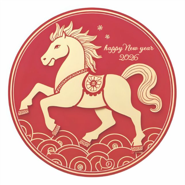 Year of the Horse 2026 Chinese New Year  Aufkleber (Vorderseite)