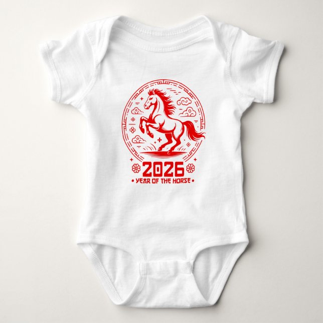 Year Of The Horse 2026 - Chinese New Year Baby Strampler (Vorderseite)