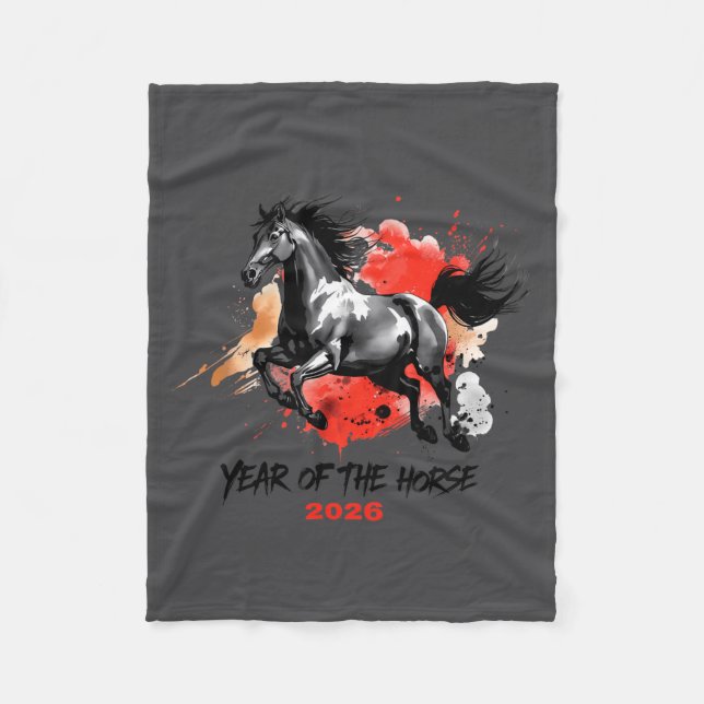 Year Of The Horse 2026 Chinese New Year  Fleecedecke (Vorderseite)