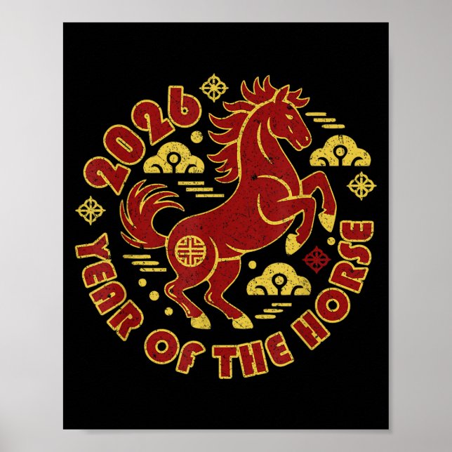 Year Of The Horse 2026 Chinese New Year Horse Lant Poster (Vorne)