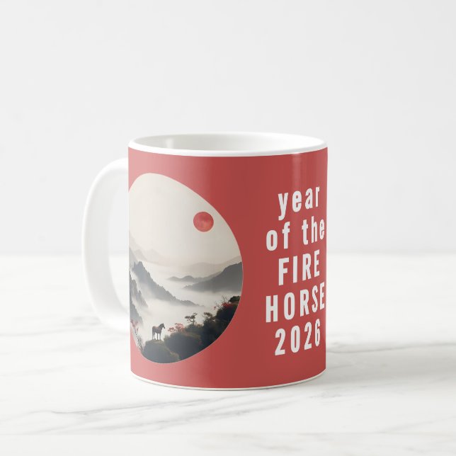 Year of the Horse 2026 Chinese New Year  Kaffeetasse (Vorderseite Links)