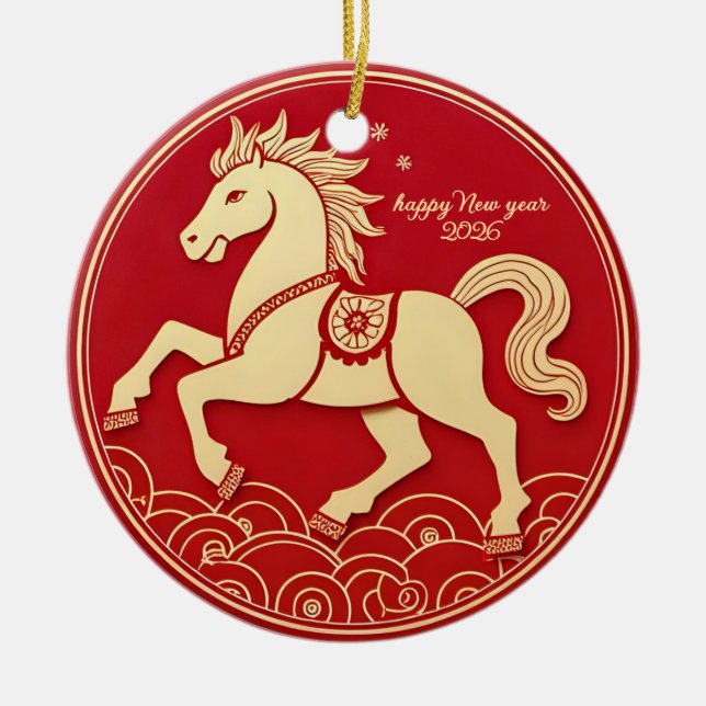 Year of the Horse 2026 Chinese New Year  Keramik Ornament (Vorne)