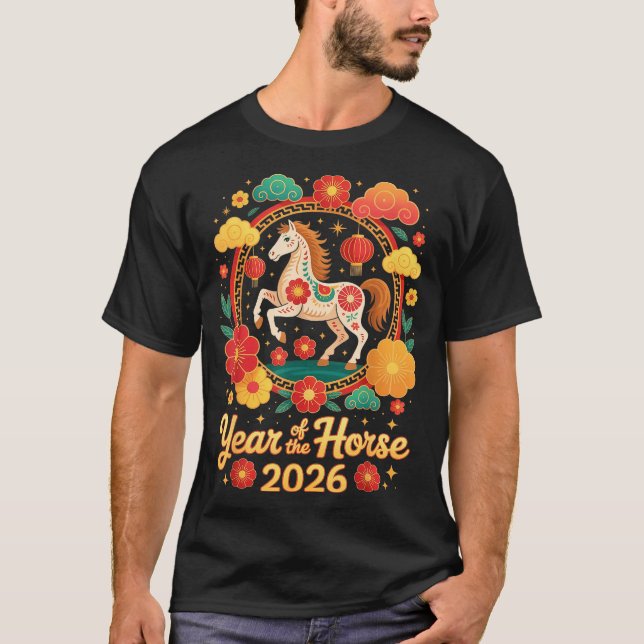 Year Of The Horse 2026 Chinese New Year Men Women  T-Shirt (Vorderseite)