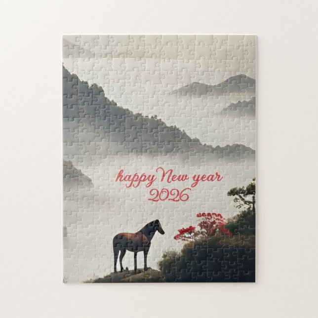 Year of the Horse 2026 Chinese New Year Mountain  Puzzle (Vertikal)