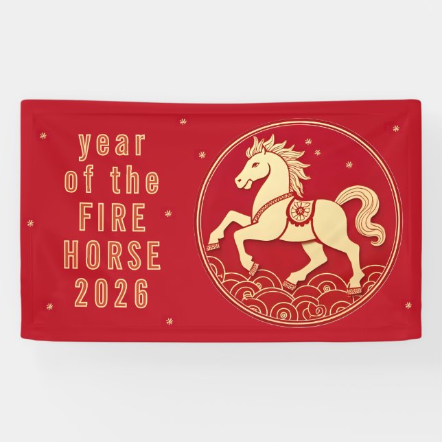 Year of the Horse 2026 Chinese New Year Party Banner (Horizontal)
