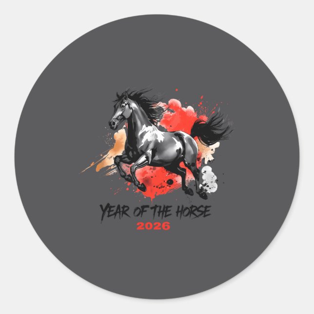 Year Of The Horse 2026 Chinese New Year  Runder Aufkleber (Vorderseite)